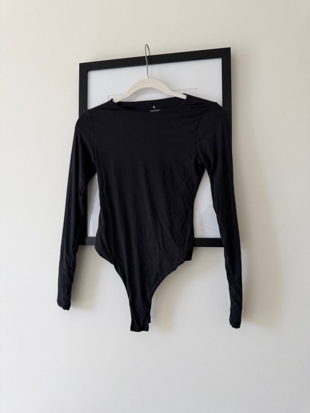 Black Double Layered Long Sleeve Bodysuit